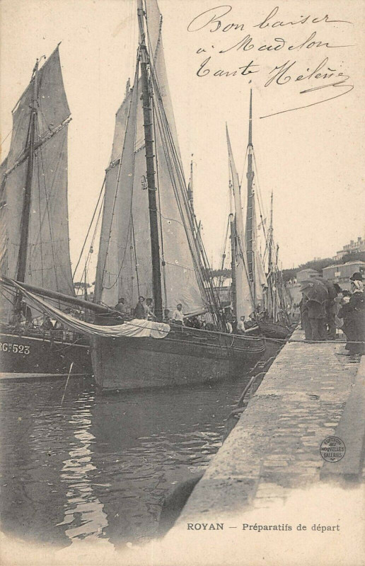 Carte postale ancienne Royan Preparatifs De Depart à Royan