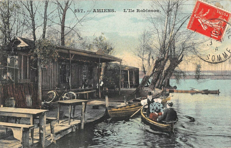 Carte postale ancienne Amiens L'Ile Robinson à Amiens