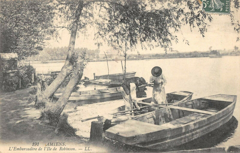 Carte postale ancienne Amiens L'Ebarcadere De L'Ile Robinson à Amiens