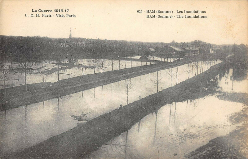 Carte postale ancienne Ham Les Inondations à Ham