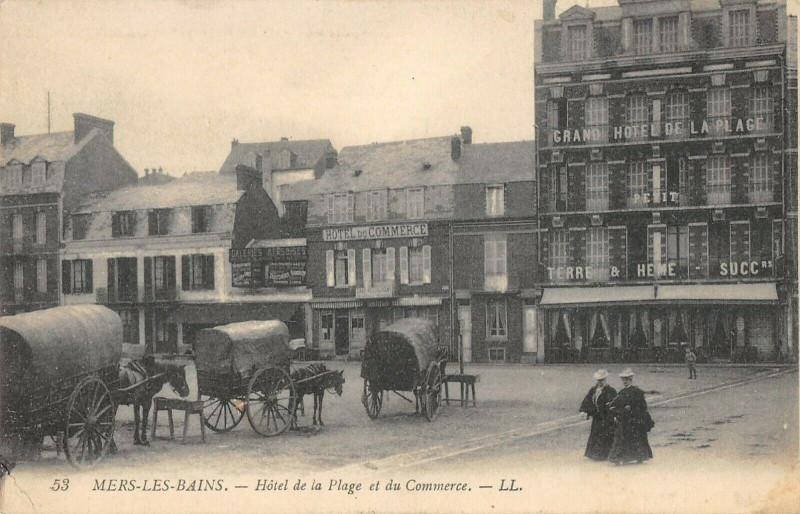 Carte postale ancienne Mers Les Bains Hotel De La Plage Et Du Commerce à Mers-les-Bains