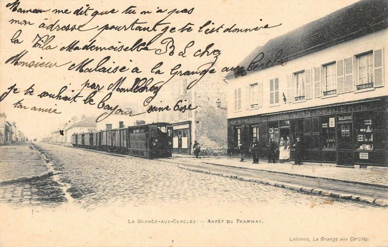 Carte postale ancienne La Grange Aux Cercles Arret Du Tramway