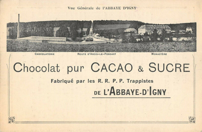 Carte postale ancienne Abbaye D'Igny Chocolaterie Vue Generale à Igny