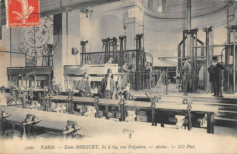 Carte postale ancienne Ecole Bréguet - rue Falguière - Atelier à Paris 15e