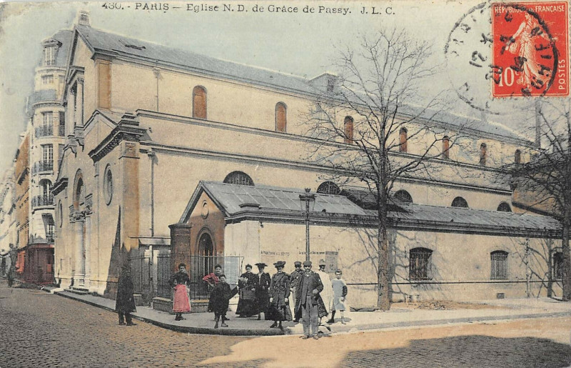 Carte postale ancienne Eglise Notre Dame de Grace de Passy à Paris 16e