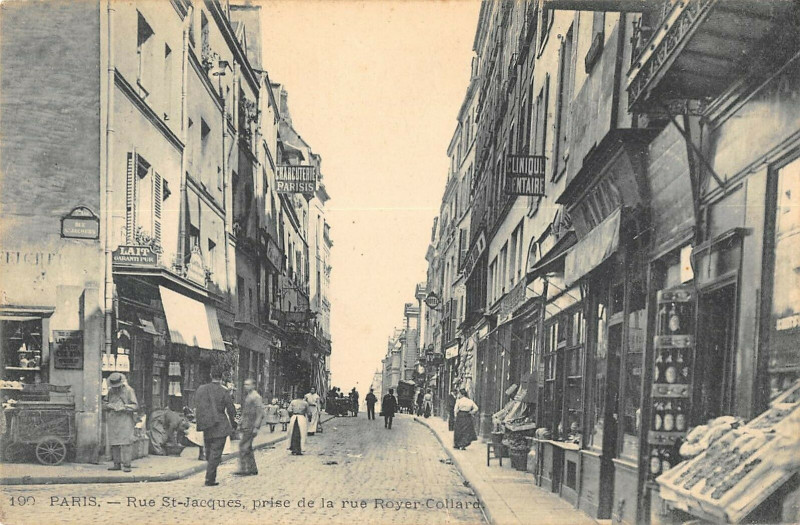 Carte postale ancienne Paris Ve Rue Saint Jacques Prise De La Rue Royer Collard à Paris 5e