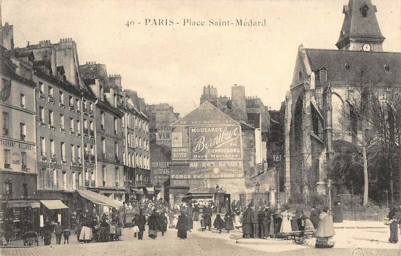 Carte postale ancienne Paris Ve Plaxe Saitn Medard à Paris 5e