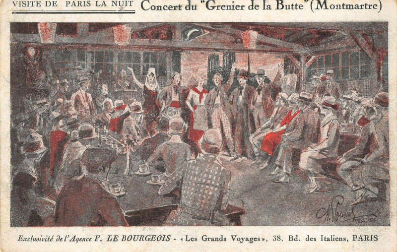 Carte postale ancienne Concert du Grenier de la Butte à Paris 18e