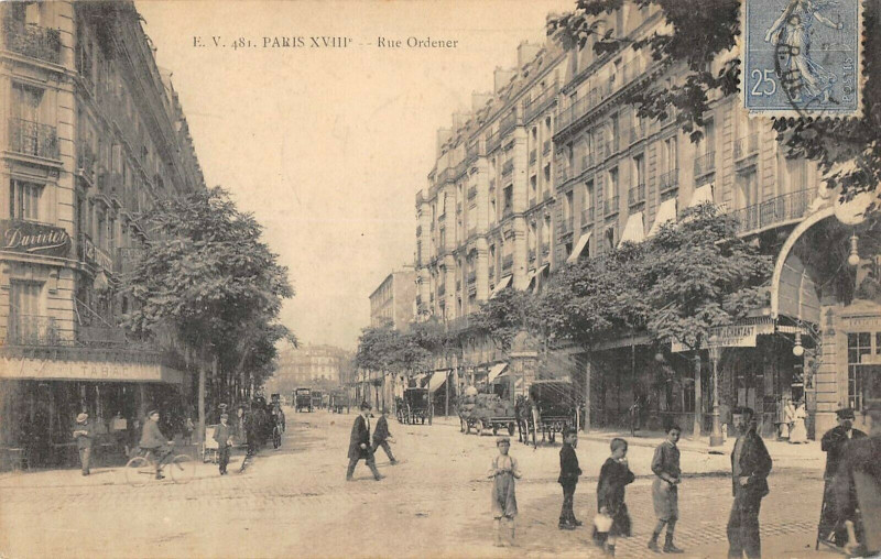 Carte postale ancienne Rue Ordener à Paris 18e