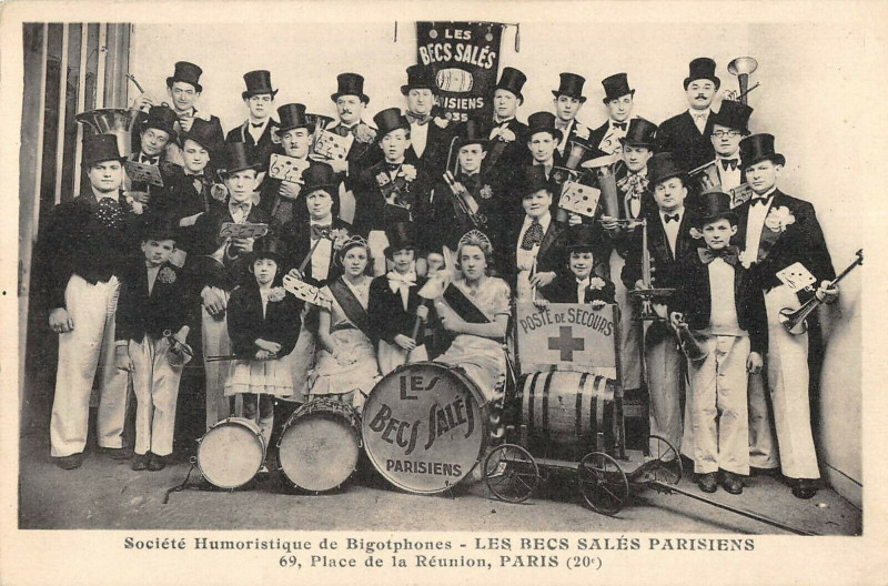 Carte postale ancienne Société Humoristique de Bigotphones - Les Becs Salés Parisiens à Paris 20e