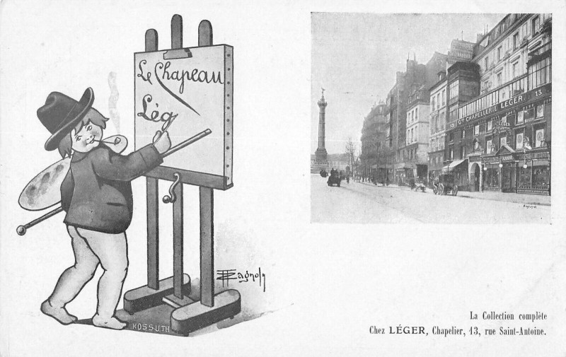 Carte postale ancienne Paris XIe Rue Saint-Antoine Chez Leger Chapelier à Paris 11e