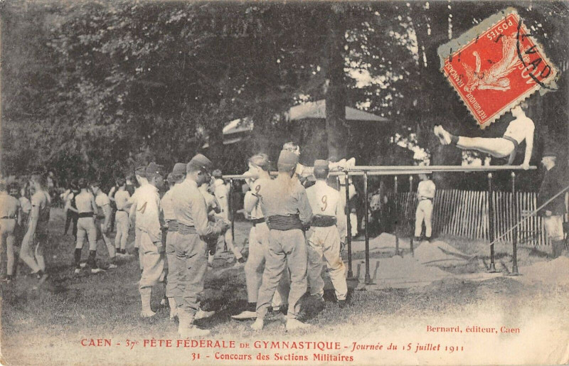 Carte postale ancienne Caen Fete Federale Journee Du 15 Juillet 1911 Concours Section Militaires à Caen