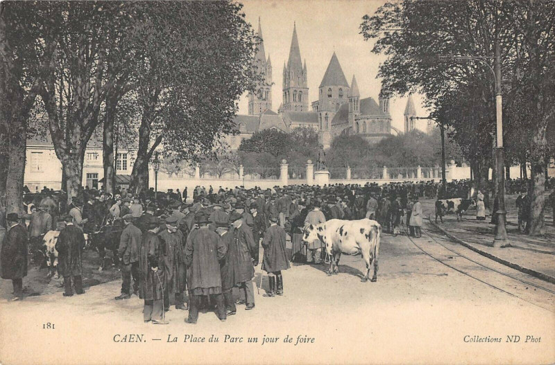 Carte postale ancienne Caen La Place Du Parc Un Jour De Foire à Caen