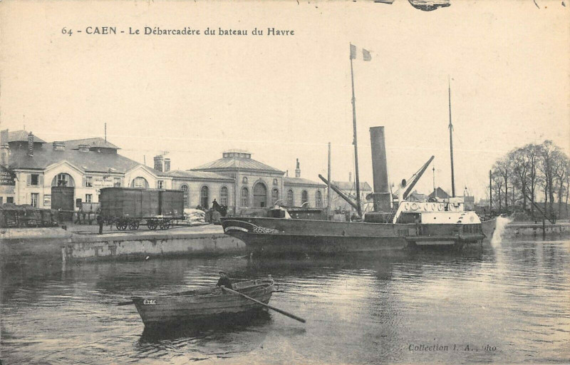 Carte postale ancienne Caen Le Debarcadere Du Bateau Du Havre à Caen