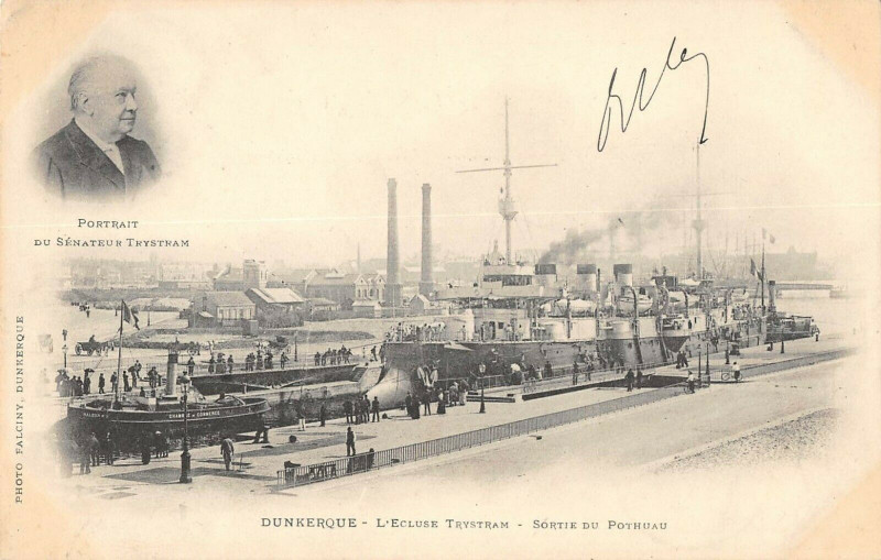 Carte postale ancienne Dunkerque L'Ecluse Trystram Sortie Du Pothuau à Dunkerque