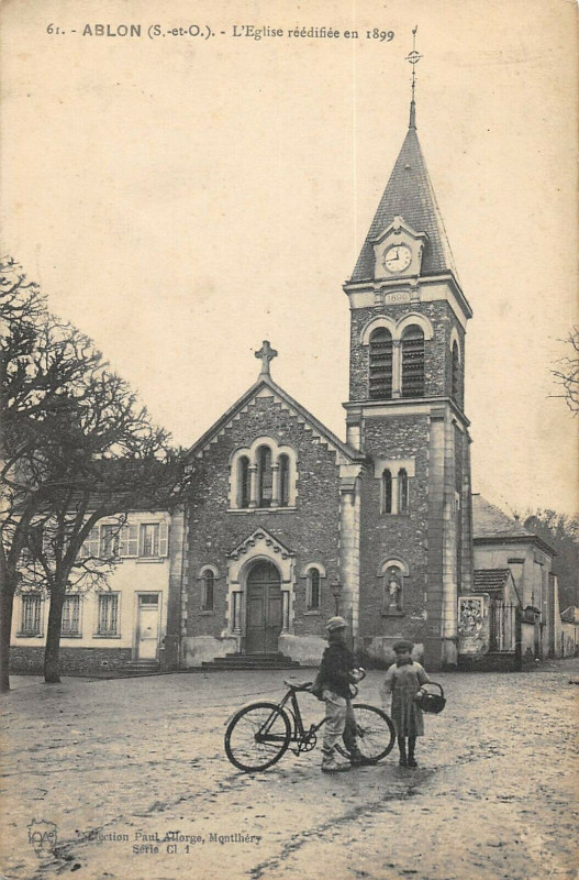 Carte postale ancienne Ablon Eglise Reedifiee