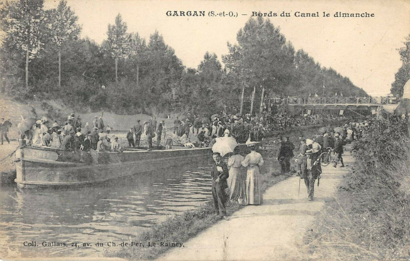 Carte postale ancienne Gargan Bords Du Canal Le Dimanche