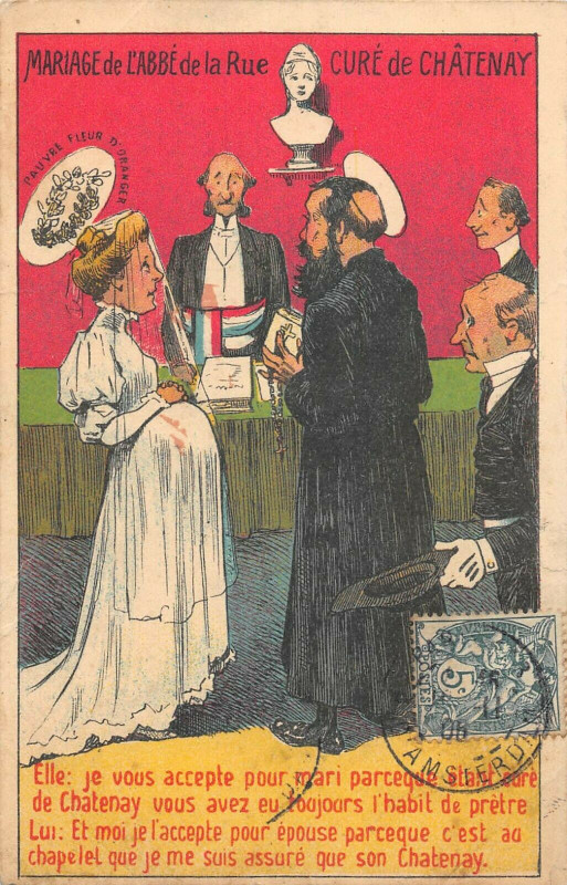 Carte postale ancienne Mariage De L'Abbe De La Rue Cure De Chatenay