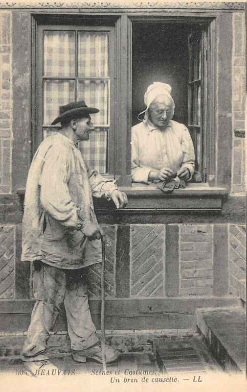 Carte postale ancienne Beauvais Scenes Et Costumes Un Brin De Causette à Beauvais