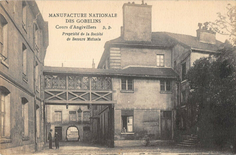 Carte postale ancienne Manufacture Nationale des Gobelins - Cours D'Angivillers à Paris 13e