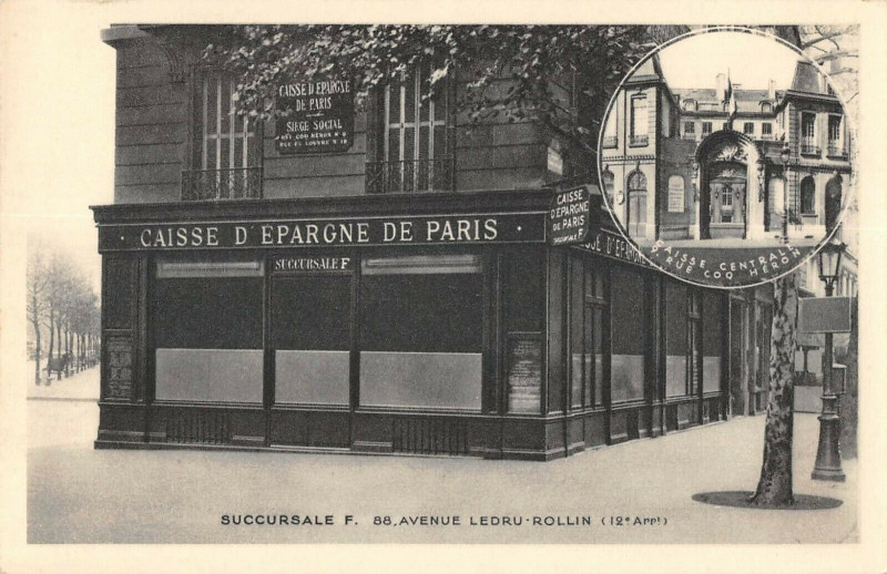 Carte postale ancienne Paris XIIe Caisse D'Epargne De Paris Avenue Ledru Rollin à Paris 12e
