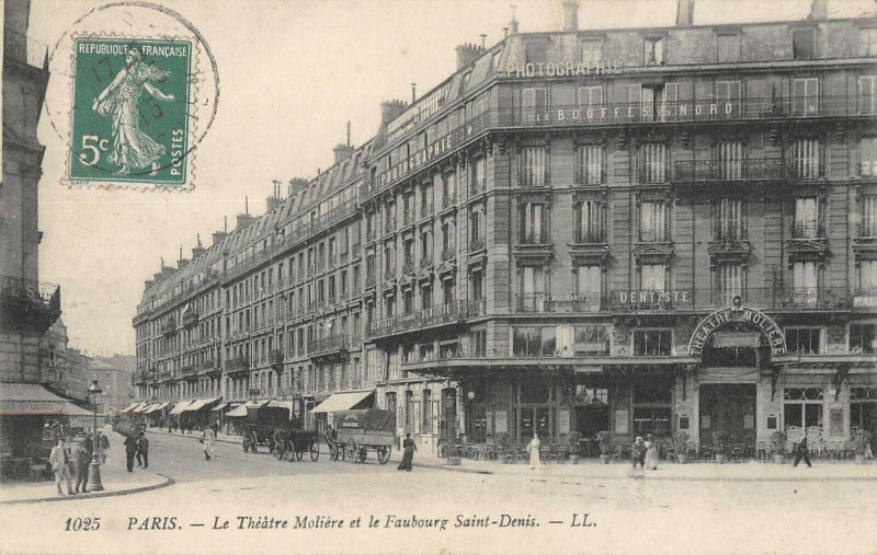 Carte postale ancienne Paris Xe Le Theatre Moliere Et Faubourg Saint Denis à Paris 10e