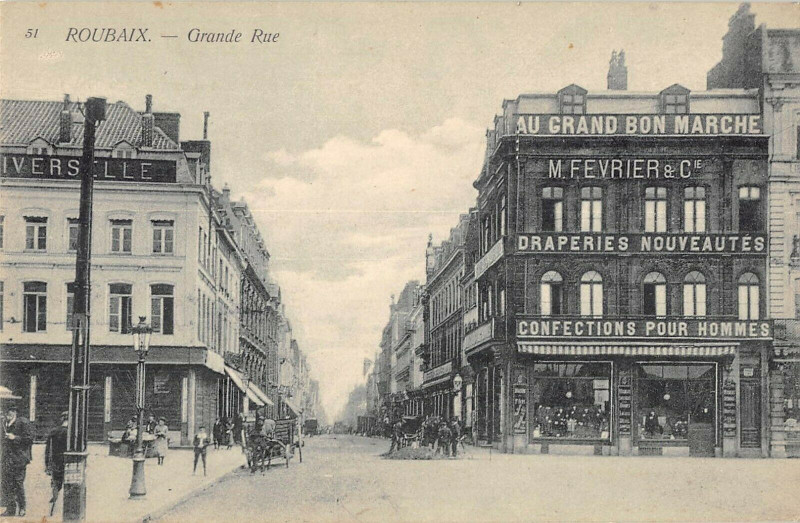 Carte postale ancienne Roubaix Grande Rue à Roubaix