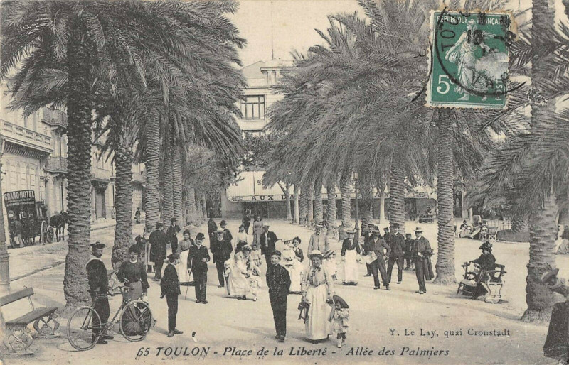 Carte postale ancienne Toulon Place De La Liberte Allee Des Palmiers à Toulon