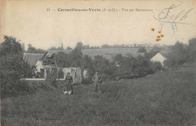 Carte postale ancienne Cormeilles En Vexin Vue Sur Bazancourt à Cormeilles-en-Vexin
