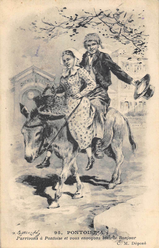 Carte postale ancienne Pontoise J'Arrivons A Pontoise Ane à Pontoise