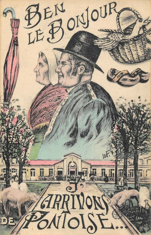 Carte postale ancienne Ben Le Bonjour J'Arrivons De Pontoise à Pontoise