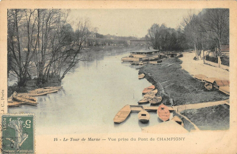 Carte postale ancienne La Tour De Marne Vue Prise Du Pont De Champigny