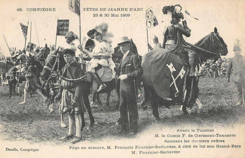 Carte postale ancienne Compiegne Fetes De Jeanne D'Arc M.le Comte F.de Clermont Tonnerre à Compiègne