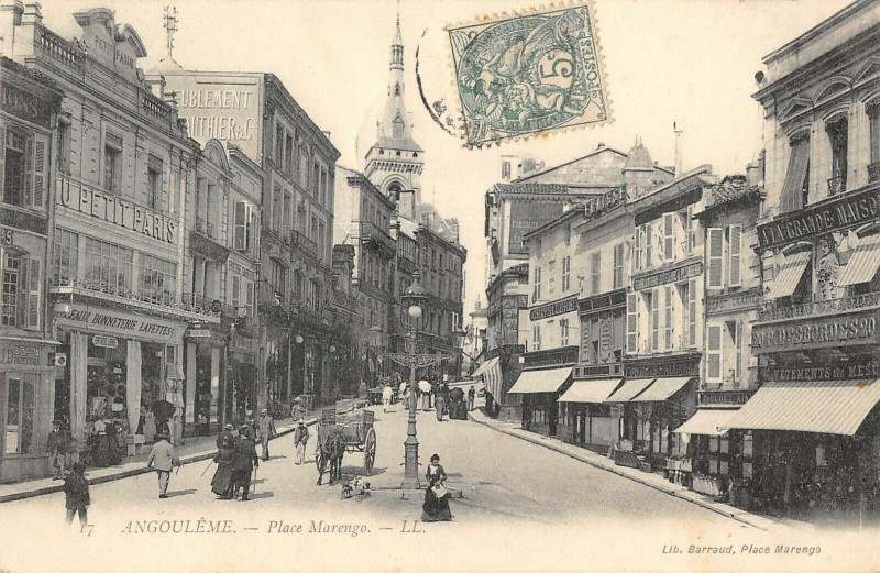 Carte postale ancienne Angouleme Place Marengo à Angoulême