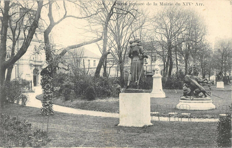 Carte postale ancienne Square de la Mairie du XIVe Arrondissement à Paris 14e