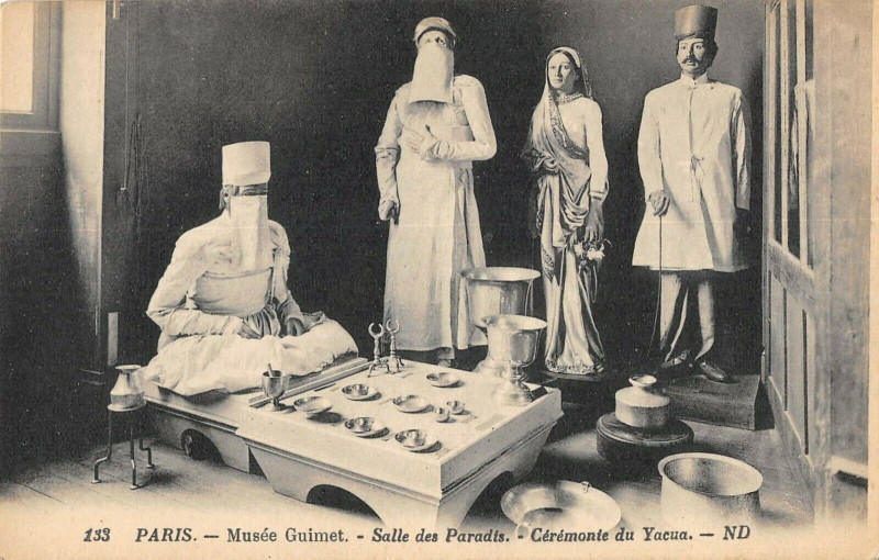 Carte postale ancienne Musée Guimet - Salle des Paradis - Cérémonie du Yacua à Paris 16e