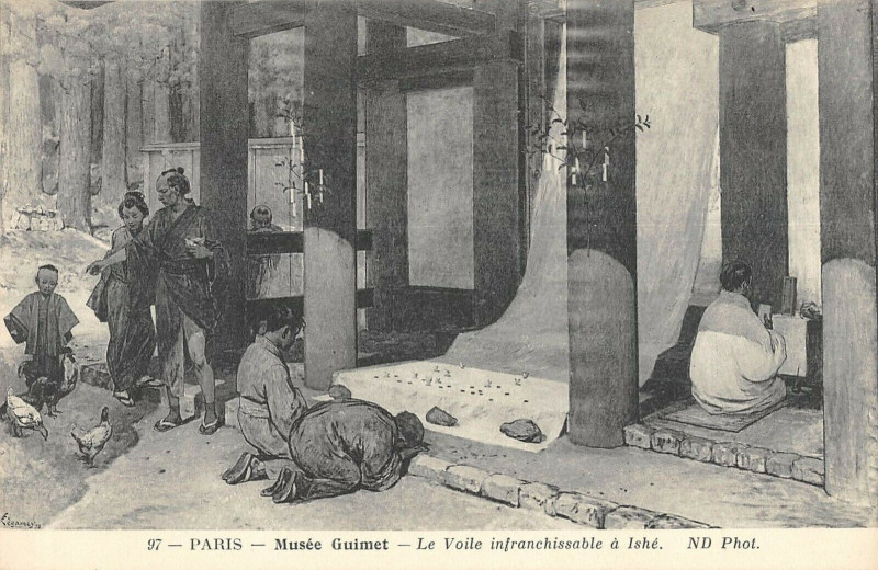 Carte postale ancienne Musée Guimet - Le Voile infranchissable à Ishé à Paris 16e