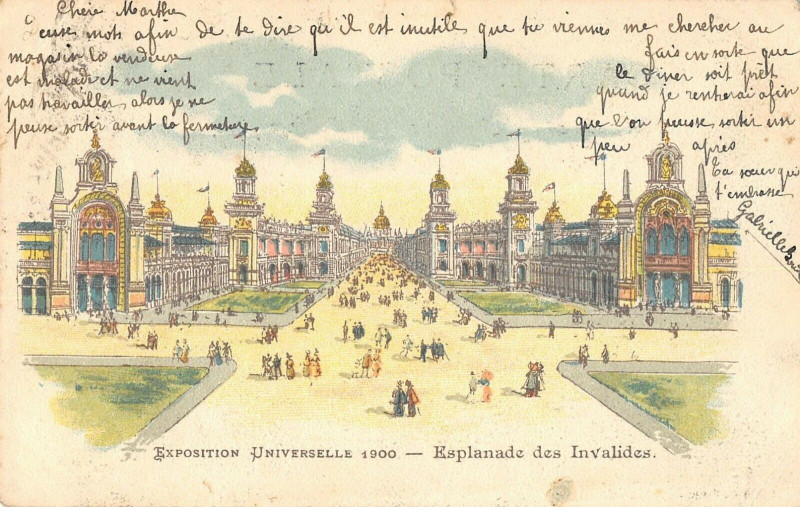 Carte postale ancienne Paris Exposition Universelle 1900 Esplanade Des Invalides à Paris