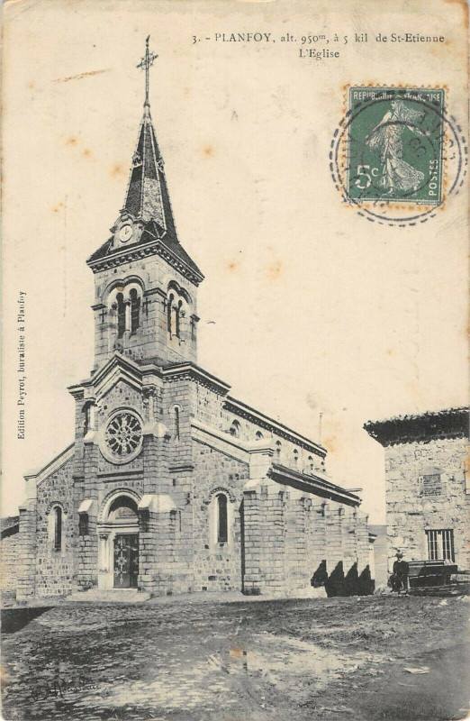 Carte postale ancienne Planfoy Eglise à Planfoy