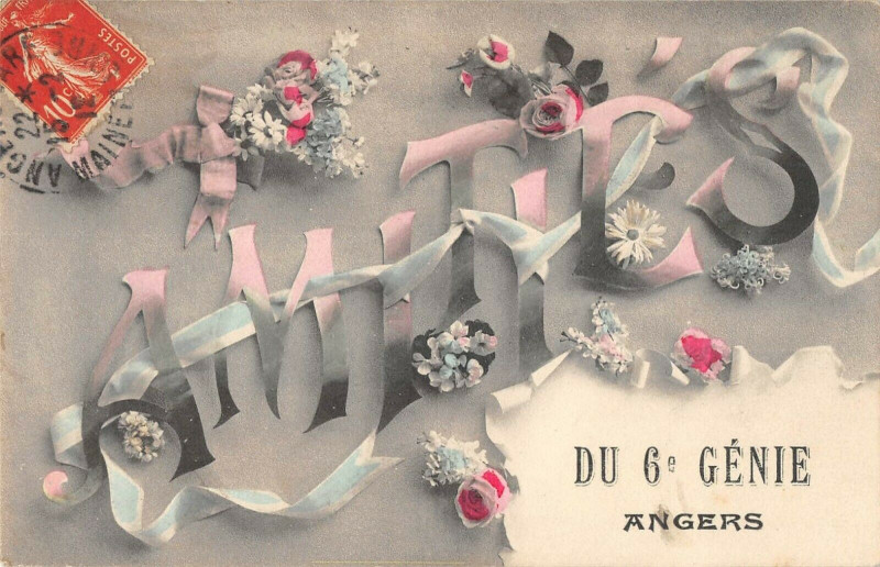 Carte postale ancienne Angers Amities Du 6e Genie à Angers