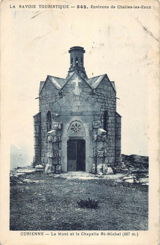 Carte postale ancienne Curienne Le Mont Et Chapelle Saint-Michel à Curienne
