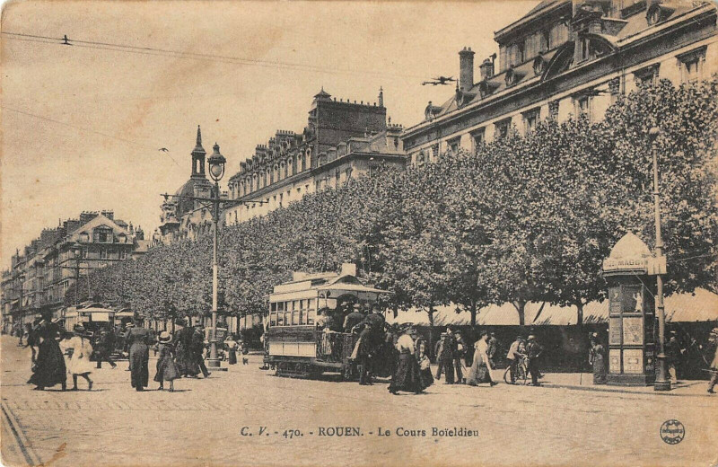 Carte postale ancienne Rouen Le Cours Boieldieu à Rouen