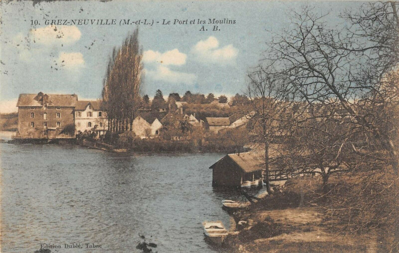 Carte postale ancienne Grez Neuville Le Port Et Les Moulins à Grez-Neuville