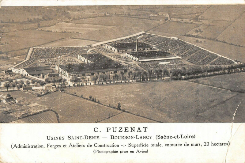 Carte postale ancienne Boubon Lancy C.puzenat UsinesSaint-Denis