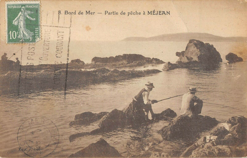 Carte postale ancienne Bord De Mer Partie De Peche A Mejean