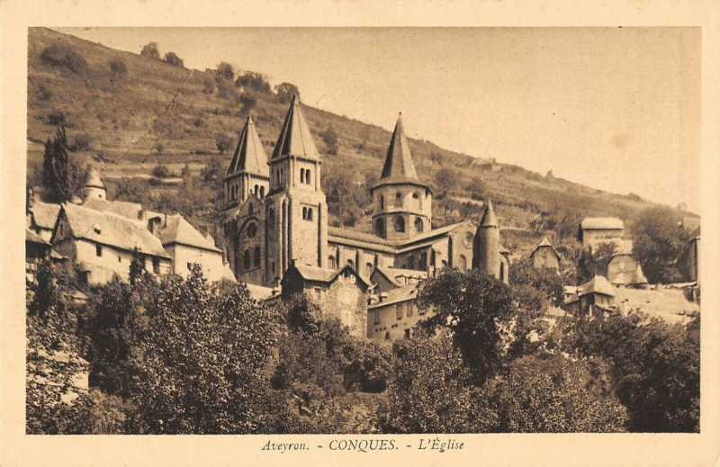 Carte postale ancienne Conques Eglise