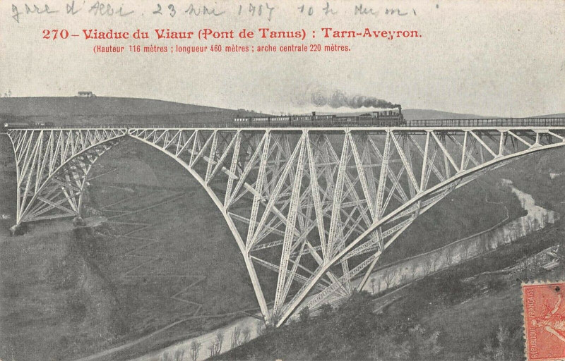 Carte postale ancienne Viaduc Du Viaur Tanus Train