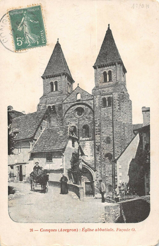 Carte postale ancienne Conques L'Eglise Abbatiale