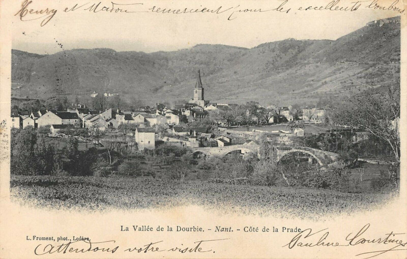 Carte postale ancienne Nant Cote De La Prade à Nant