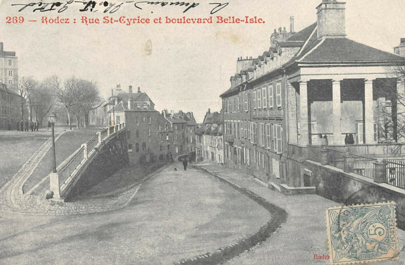 Carte postale ancienne Rodez Rue Saint Cyrice Et Boulevard Belle Isle à Rodez